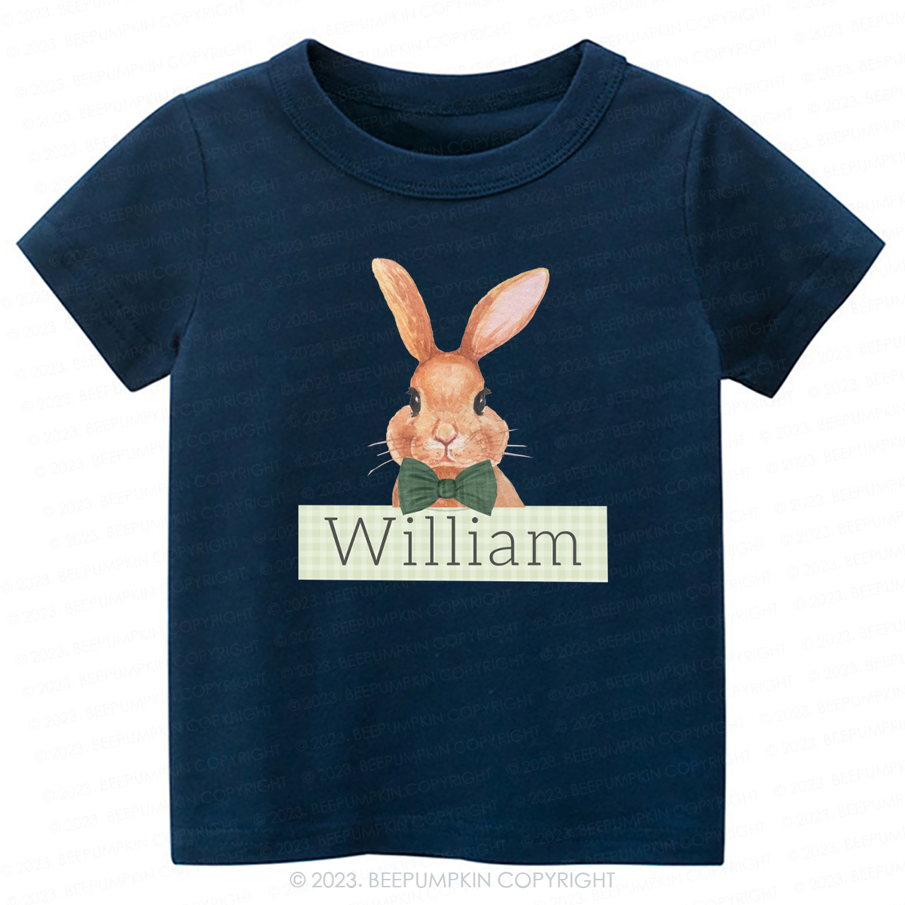 Easter Bunny Green Gingham Name -Toddler Tees