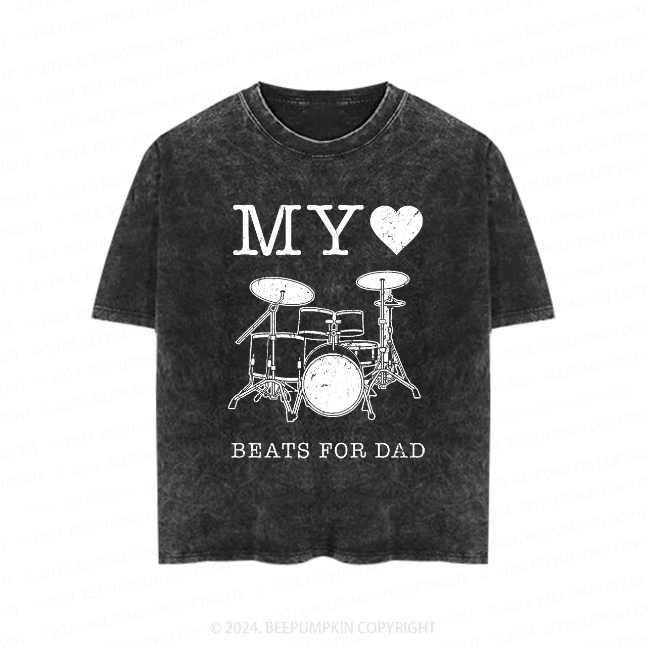 My Heart Beats For Dad Toddler&Kids Washed Tees         