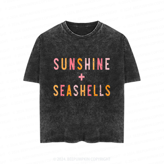 Sunshine And Seashells Toddler&Kids Washed Tees         