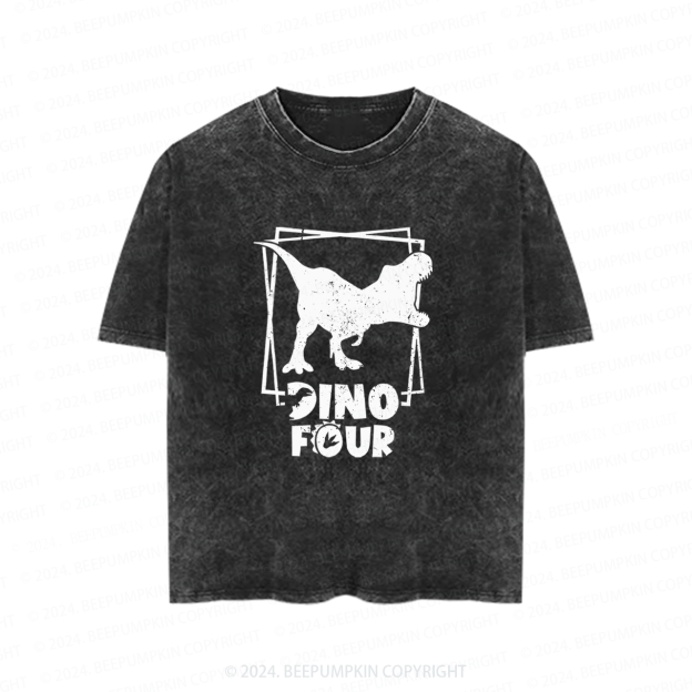 Dino Four Square T-Rex Toddler&Kids Washed Tees         