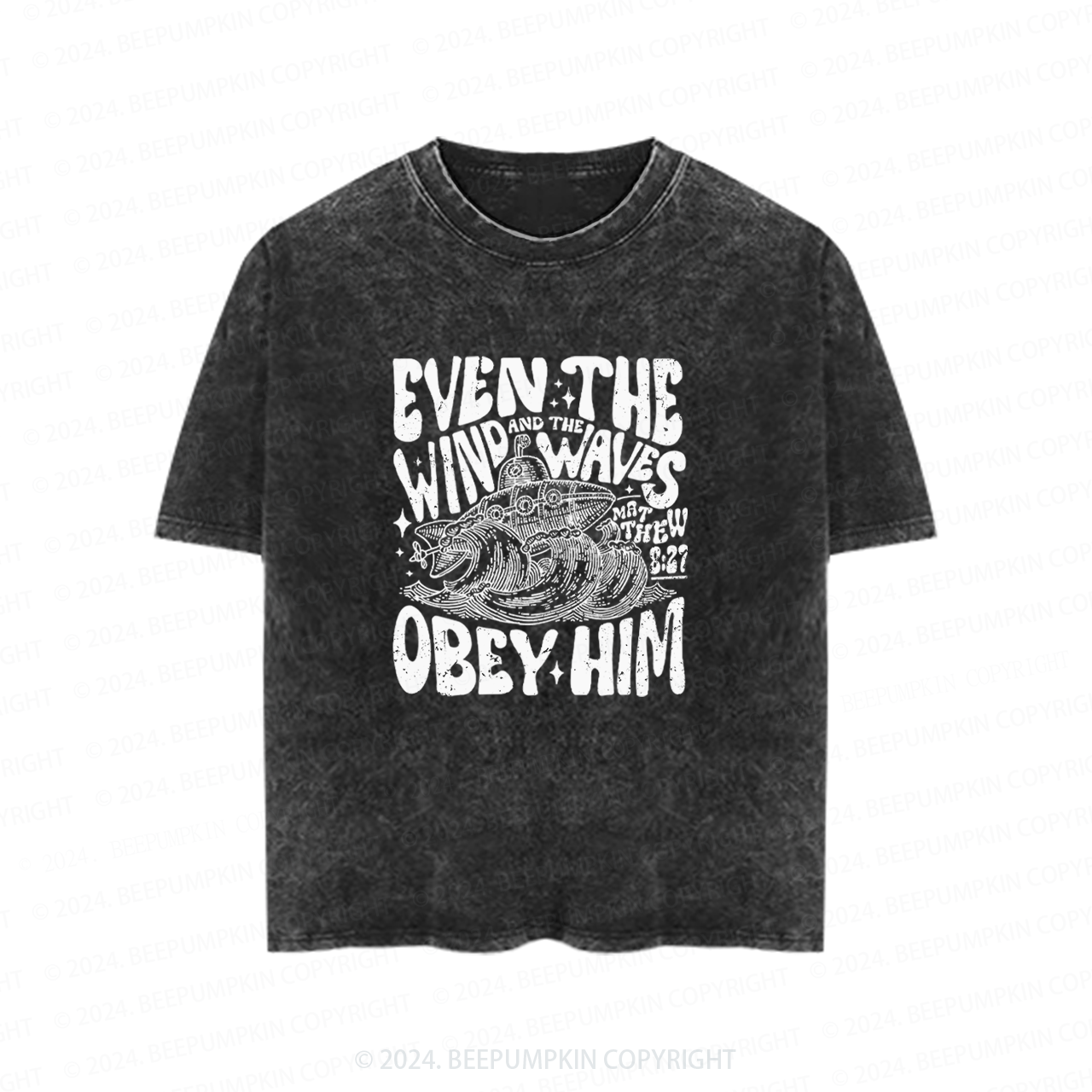 Even The Wind And The Waves Obey Him Toddler&Kids Washed Tees         
