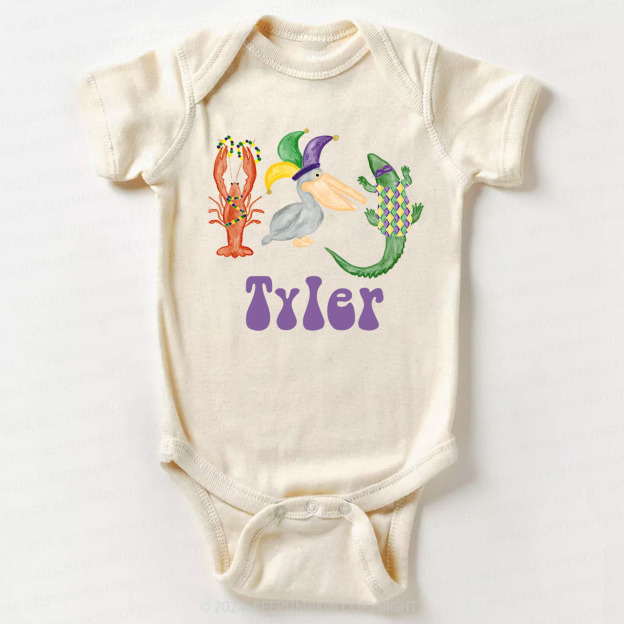 Personalized Mardi Gras Bodysuit For Baby 
