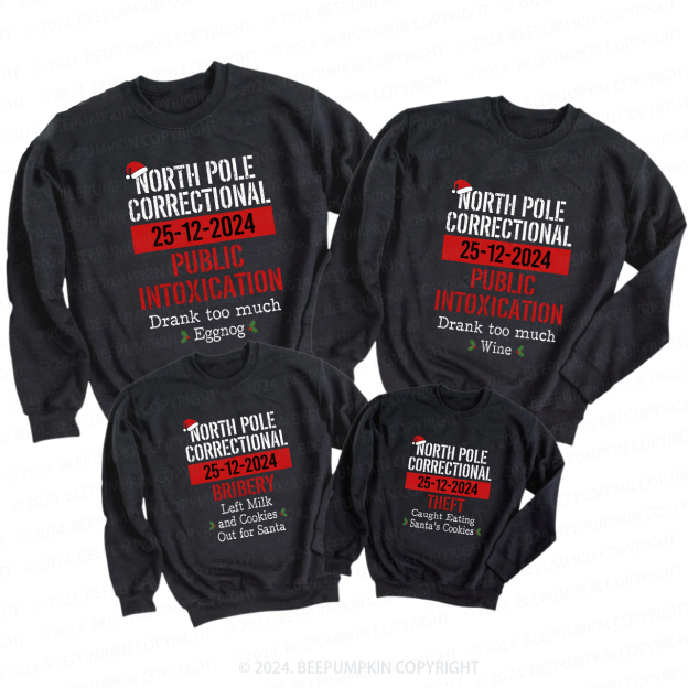 Funny Group Christmas North Pole Correctional Matching Sweatshirts