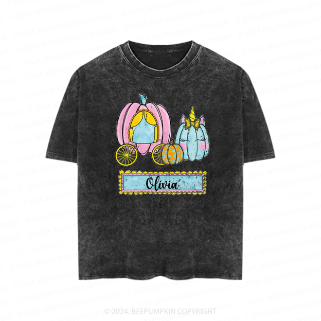 Personalized Halloween Pumpkin Name Toddler&Kids Washed Tees          
