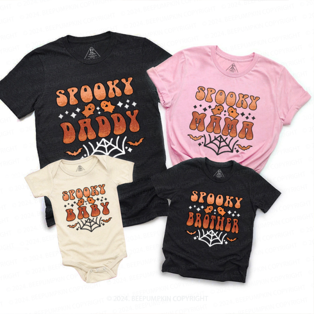 Personalized Retro Halloween Spooky Family Matching Shirts