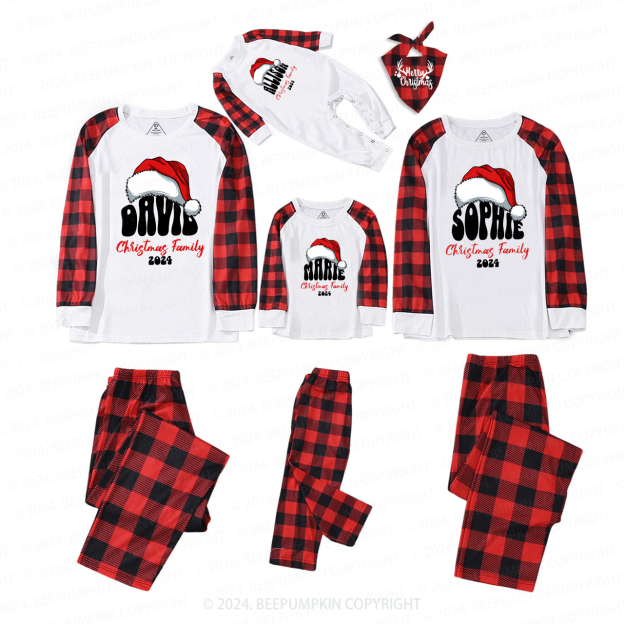 Personalized Red Hat And Name Family Matching Pajamas