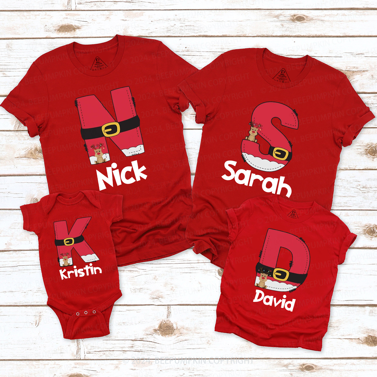 Personalized Leather Belt With Letters Family Matching T-Shirts Beepumpkin