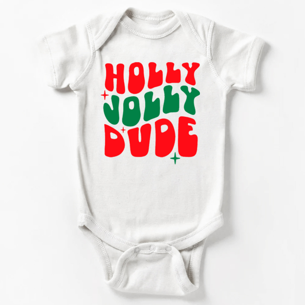 Holly Jolly Dude Christmas Bodysuit For Baby