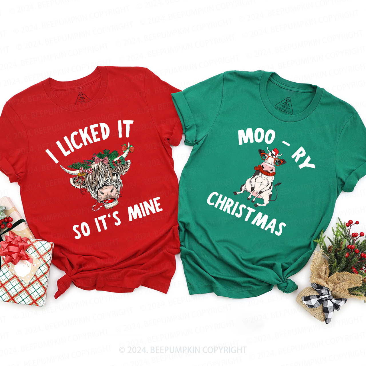Cow Farm Christmas Group Family Matching T-Shirts Beepumpkin