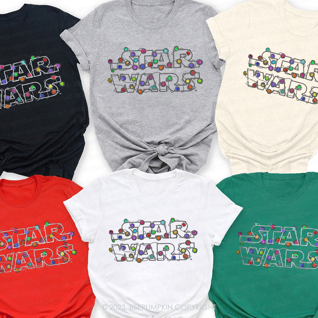 Star Wars Lights Logo Christmas Family Shirts