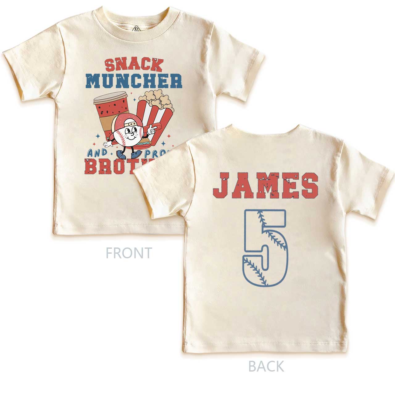 Personalized Snack Muncher Baseball Toddler&Kid's Tees Beepumpkin