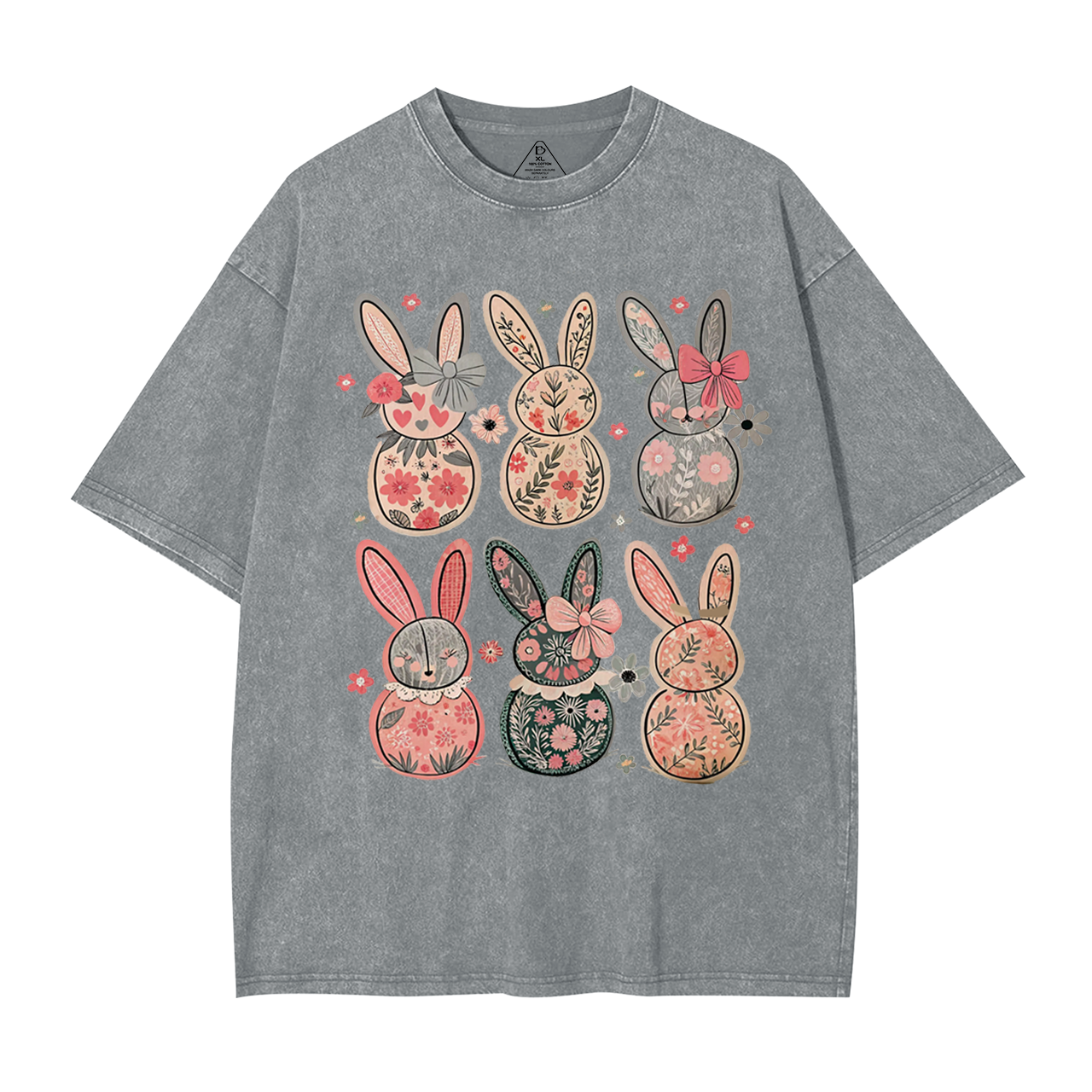 Coquette Easter Bunny Floral Mama Washed T-Shirts