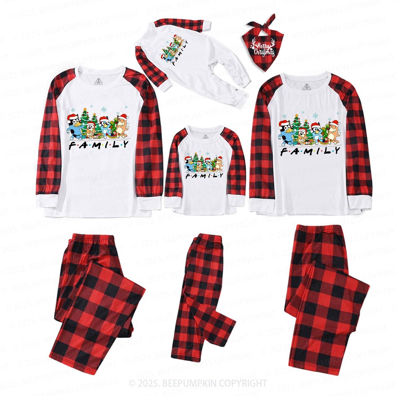 Snowflake Cartoon Dog Christmas Party Family Matching Pajamas