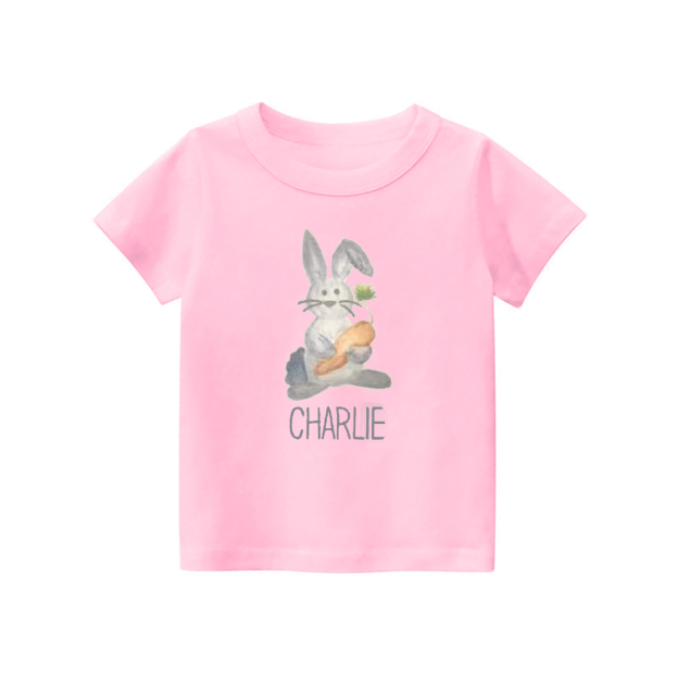 Personalized Watercolor Bunny Easter Kids Shirt