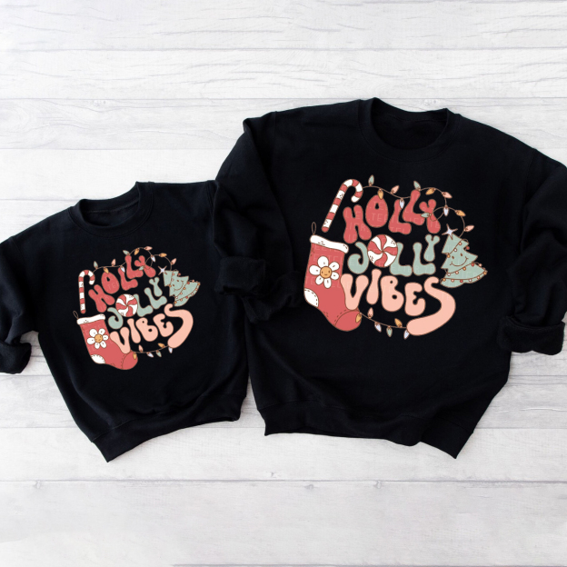 Holly Jolly Vibes Christmas Family Sweatshirts