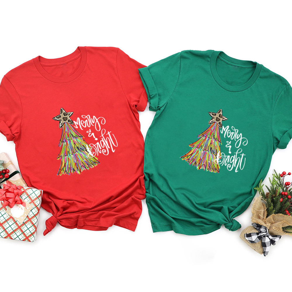 Merry & Bright Christmas Tree Family Matching Shirt