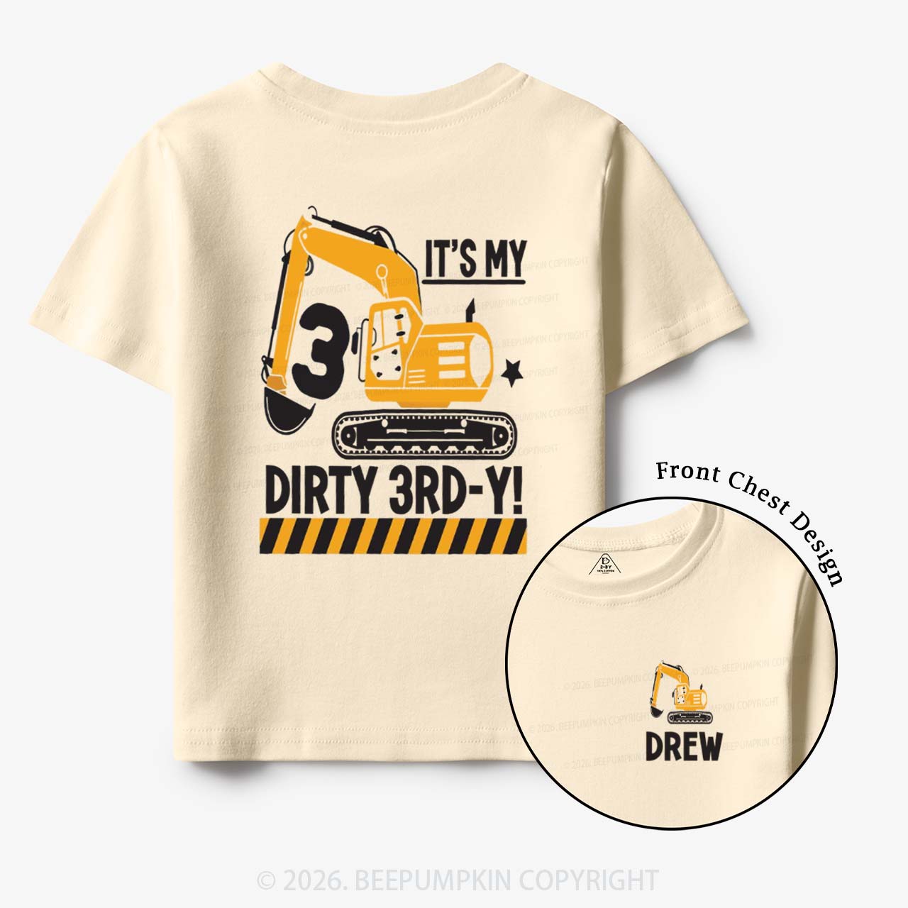 Personalized Dirty Excavator Truck Birthday Toddler&Kid's Tees