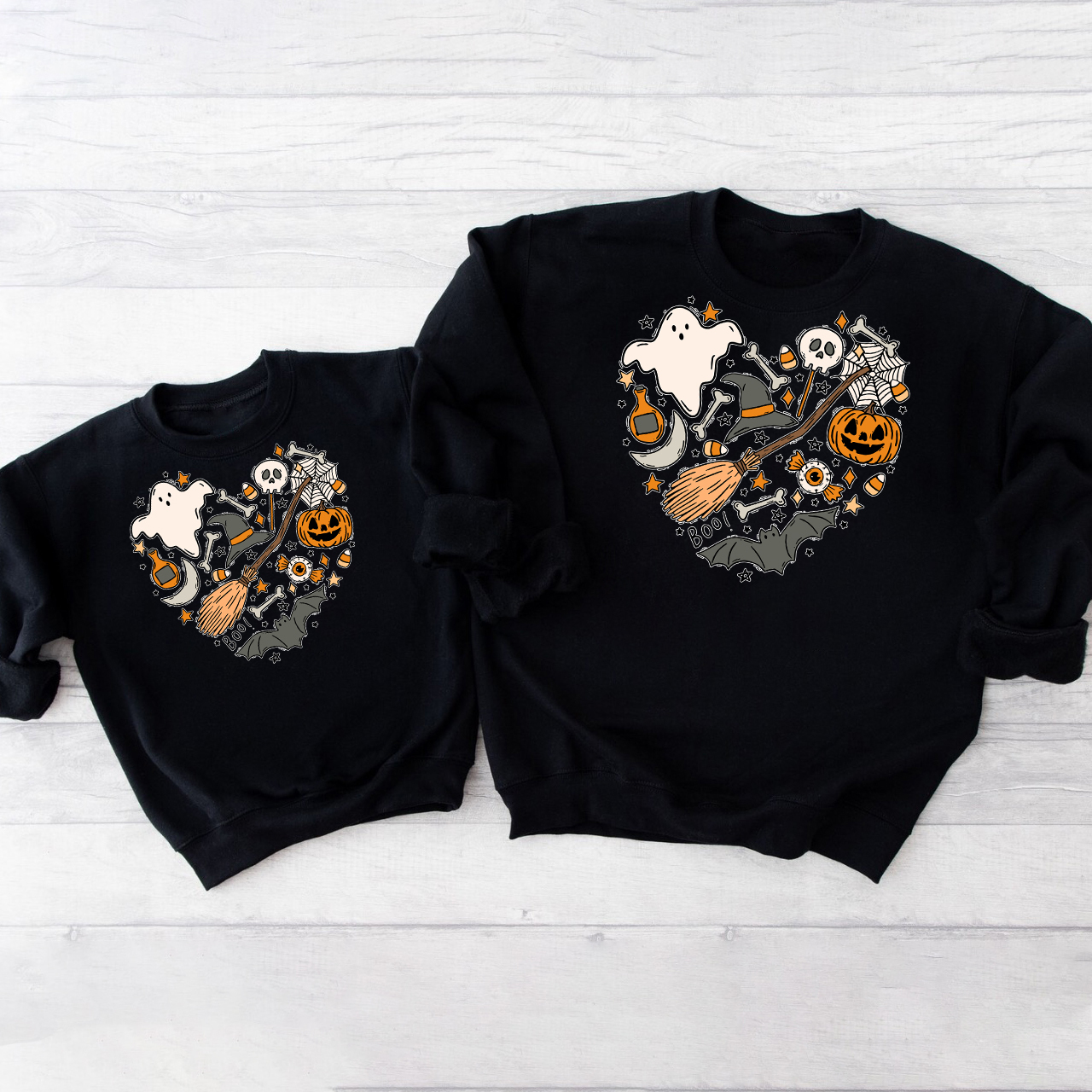 Happy Halloween Heart Doodles Sweatshirt For Family