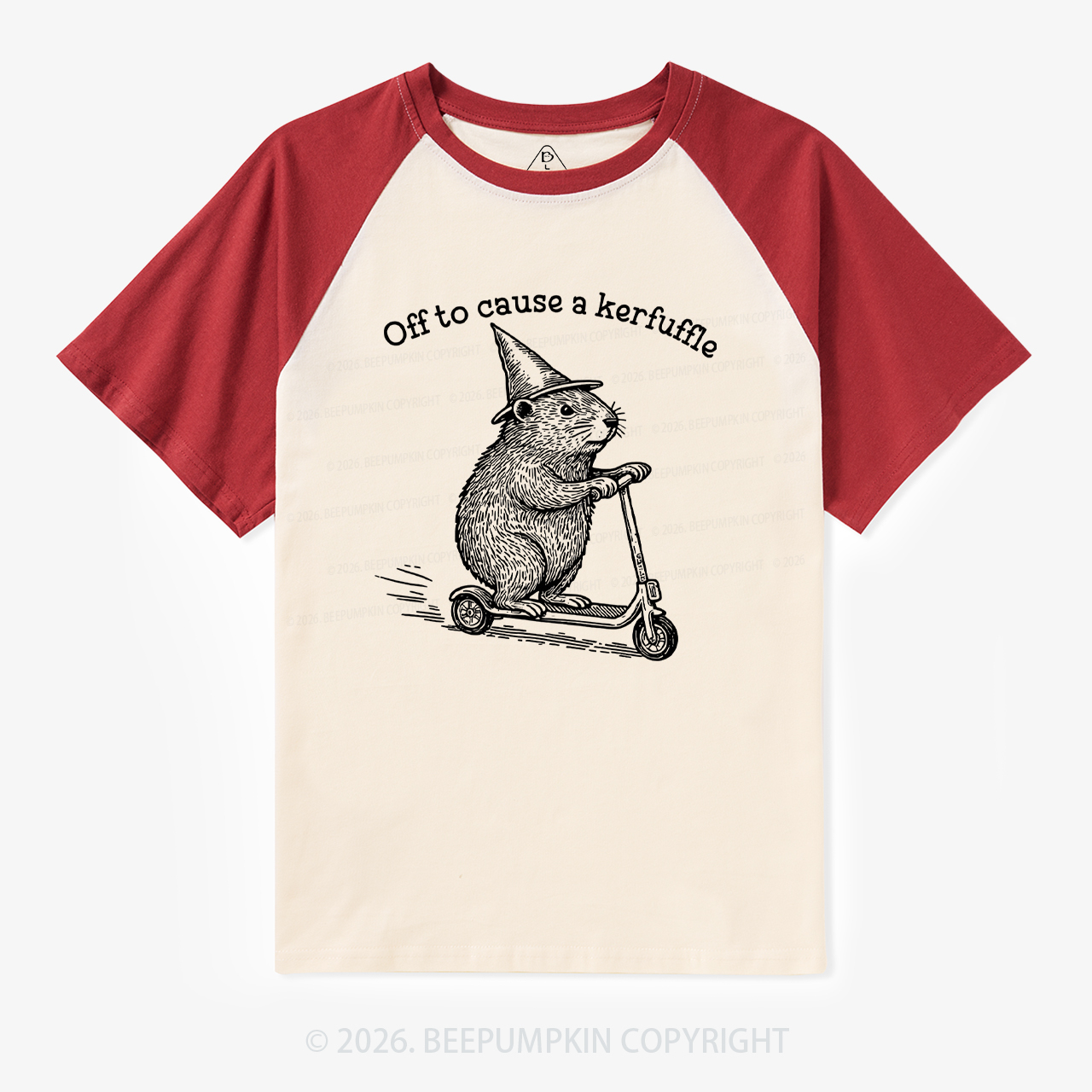 Off To Cause A Kerfuffle Humor Retro Raglan T-Shirt