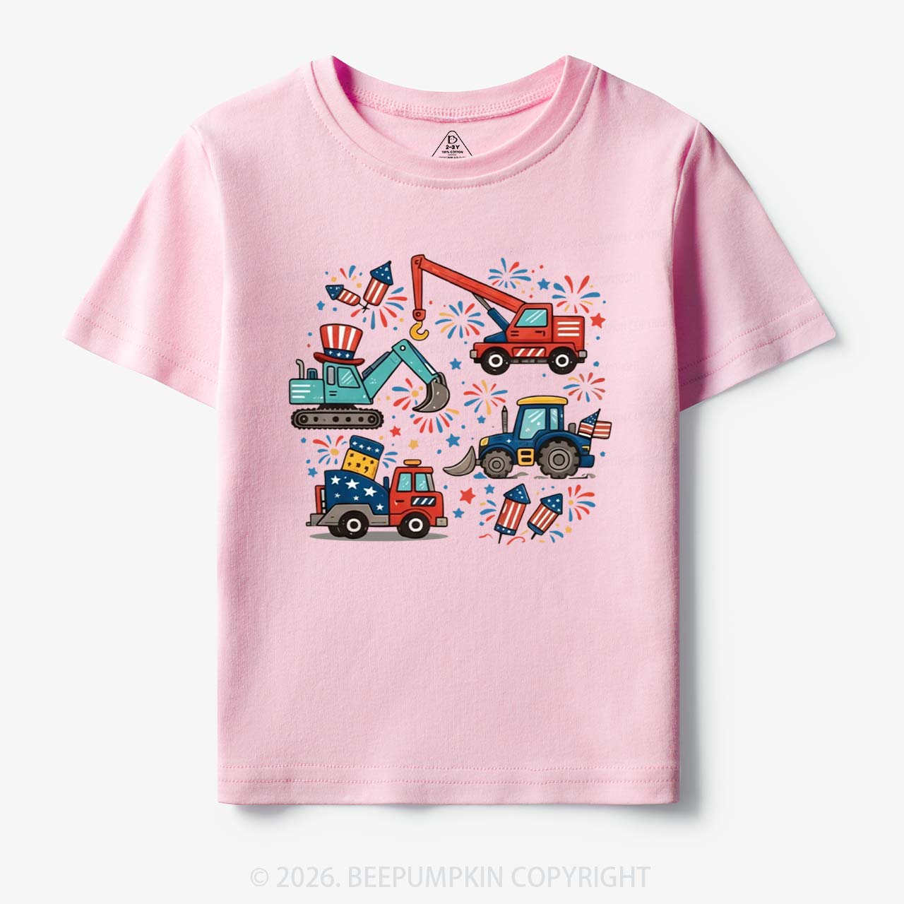 4th of July Construction Patriotic Truck Toddler&Kid's Tees