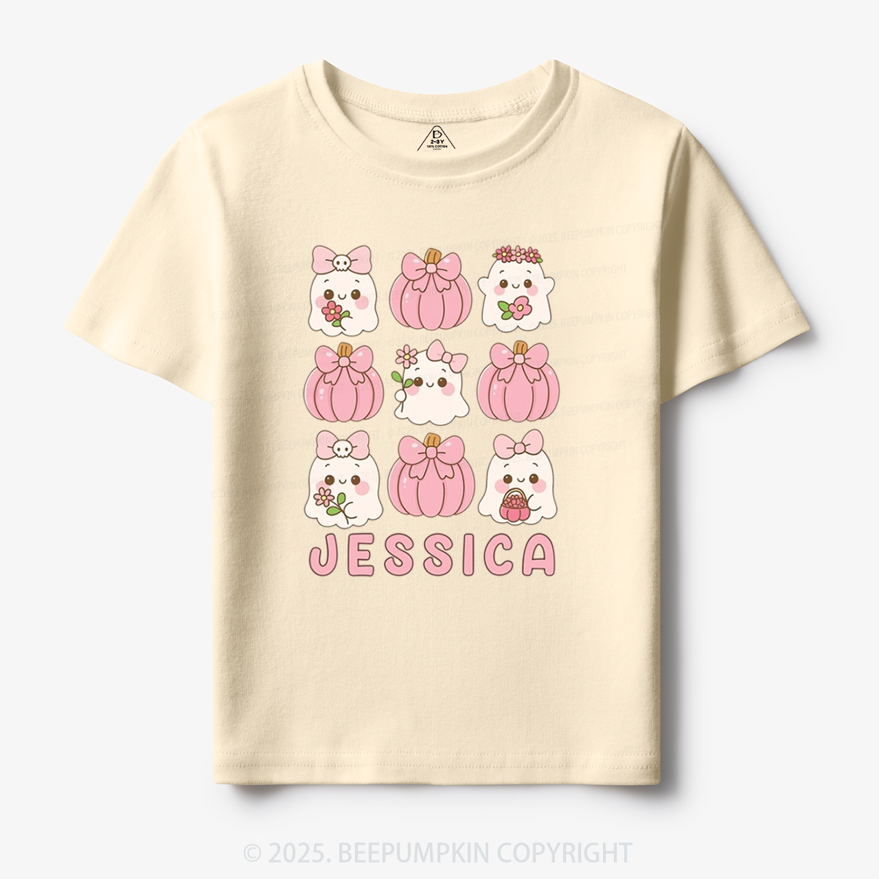 Personalized Ghost Pumpkin Name Halloween Toddler&Kid's Tees Beepumpkin