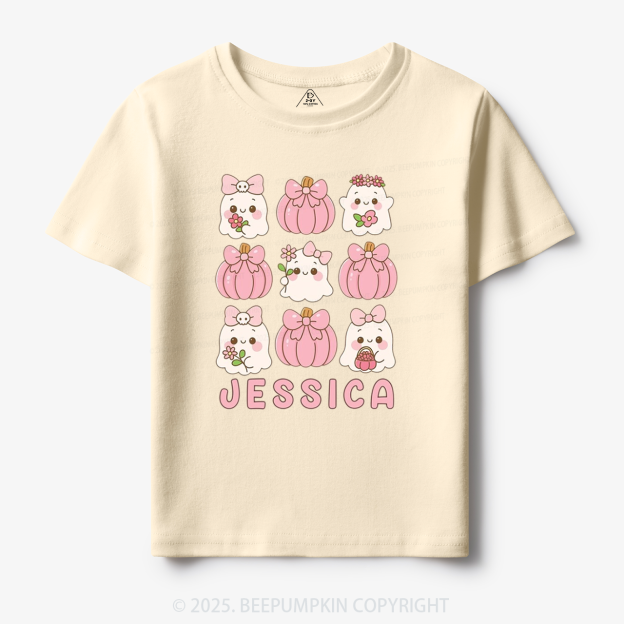 Personalized Ghost Pumpkin Name Halloween Toddler&Kid's Tees Beepumpkin