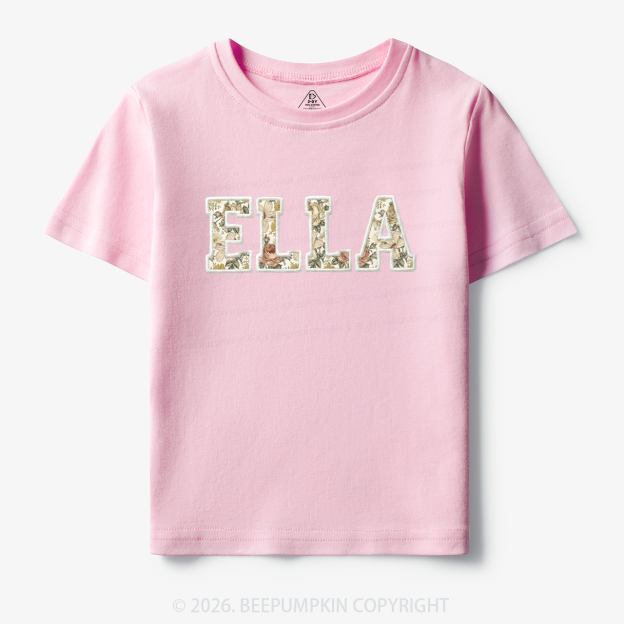 Personalized Applique Wildflower Print Toddler&Kid's Tees