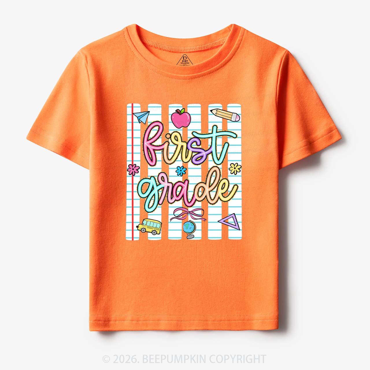 Personalized Colorful Striped Preppy Back To School Toddler&Kid's Tees