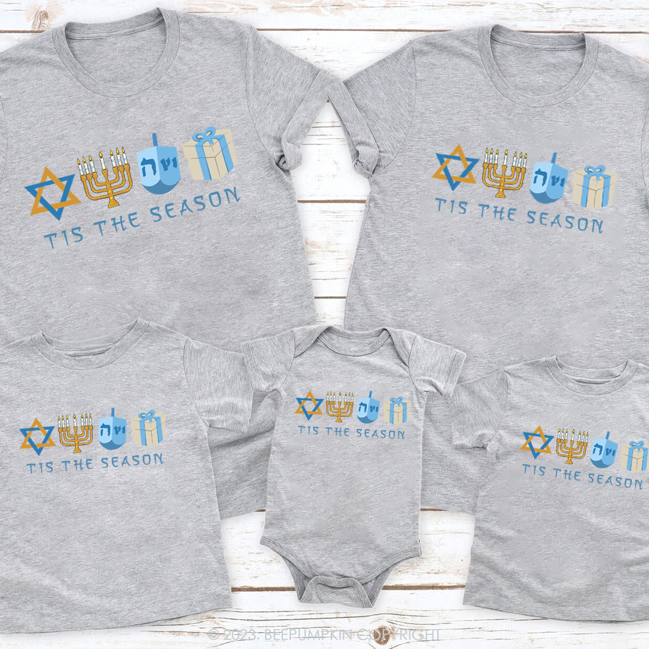 Tis The Season Lit Candle For Hanukkah Family T-Shirts Beepumpkin