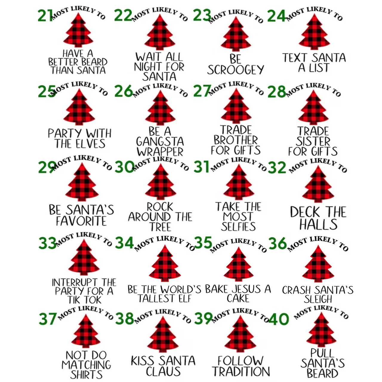 Buffalo Plaid Most Likely to, Funny Christmas Party Matching Pajamas
