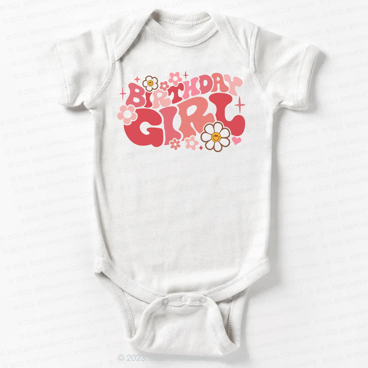 Pink Retro Birthday Bodysuit For Baby