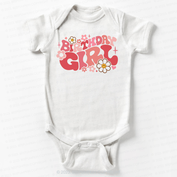 Pink Retro Birthday Bodysuit For Baby