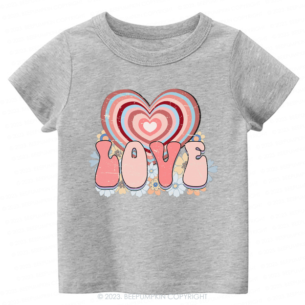 Retro Love Heart Valentines Day -Toddler Tees