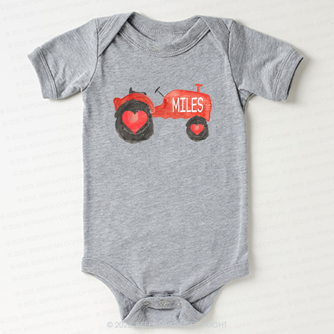 Personalized Valentine Tractor Bodysuit For Baby