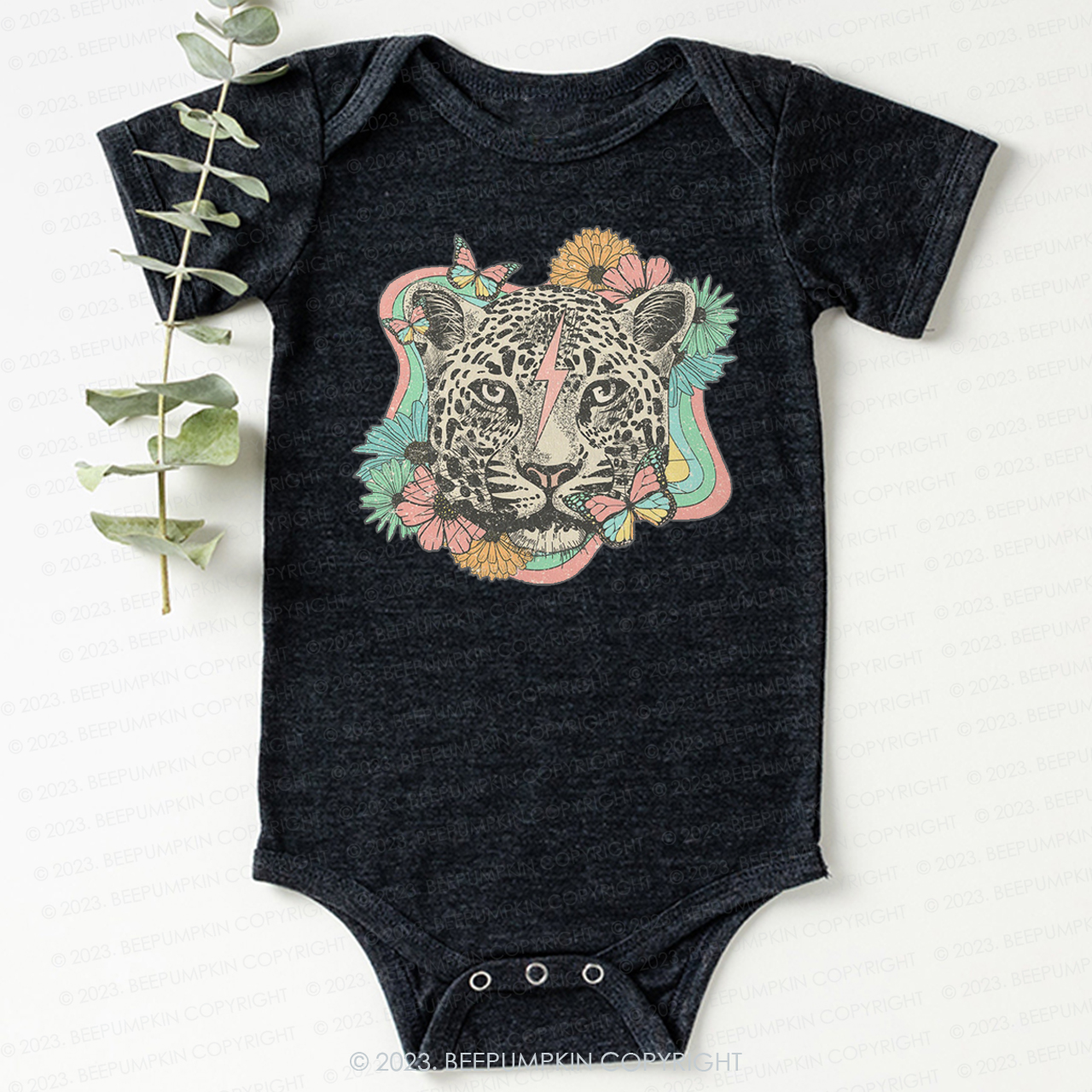 Wild Flower Animal Leopard Bodysuit For Baby