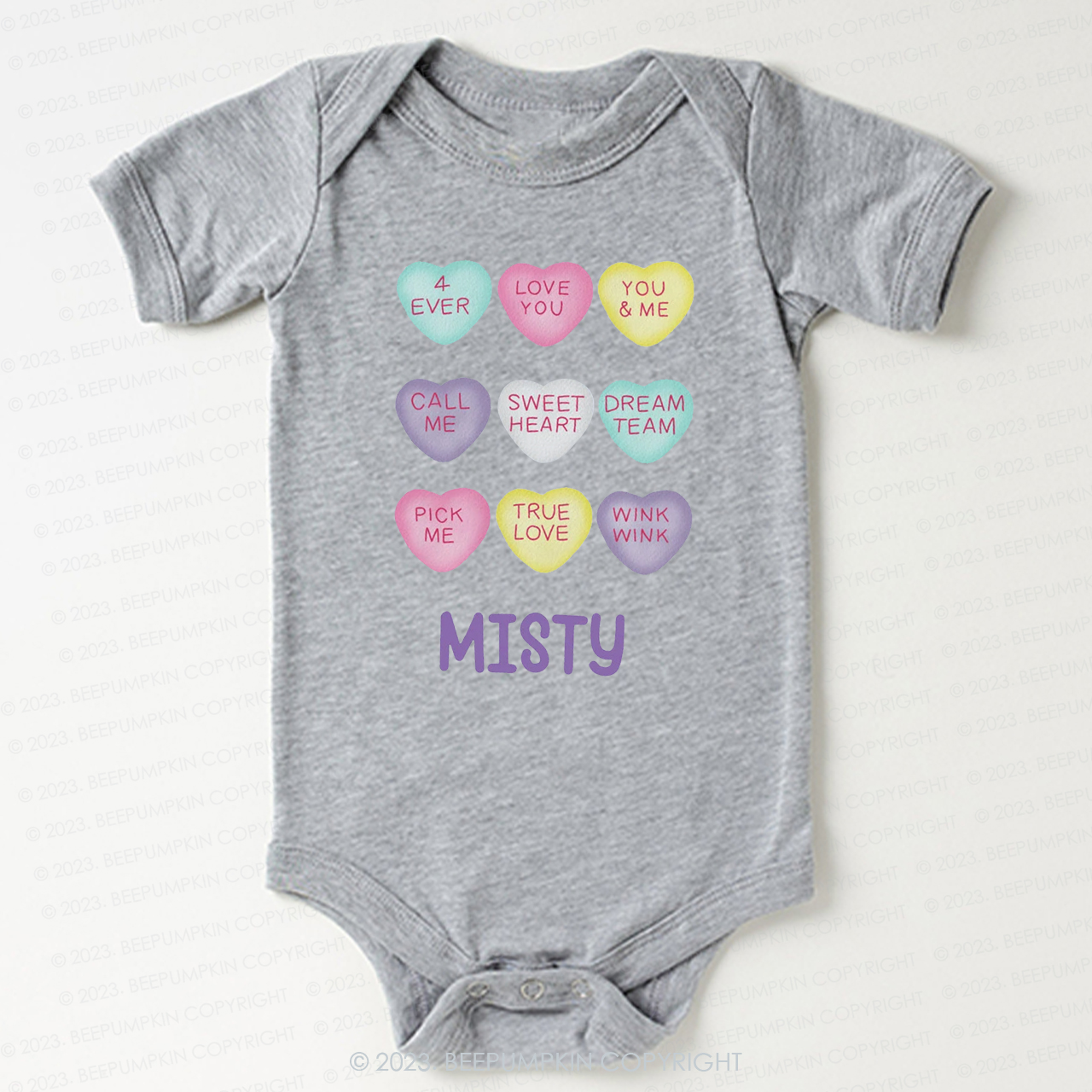 Personalized Colourful Valentine Heart Bodysuit For Baby