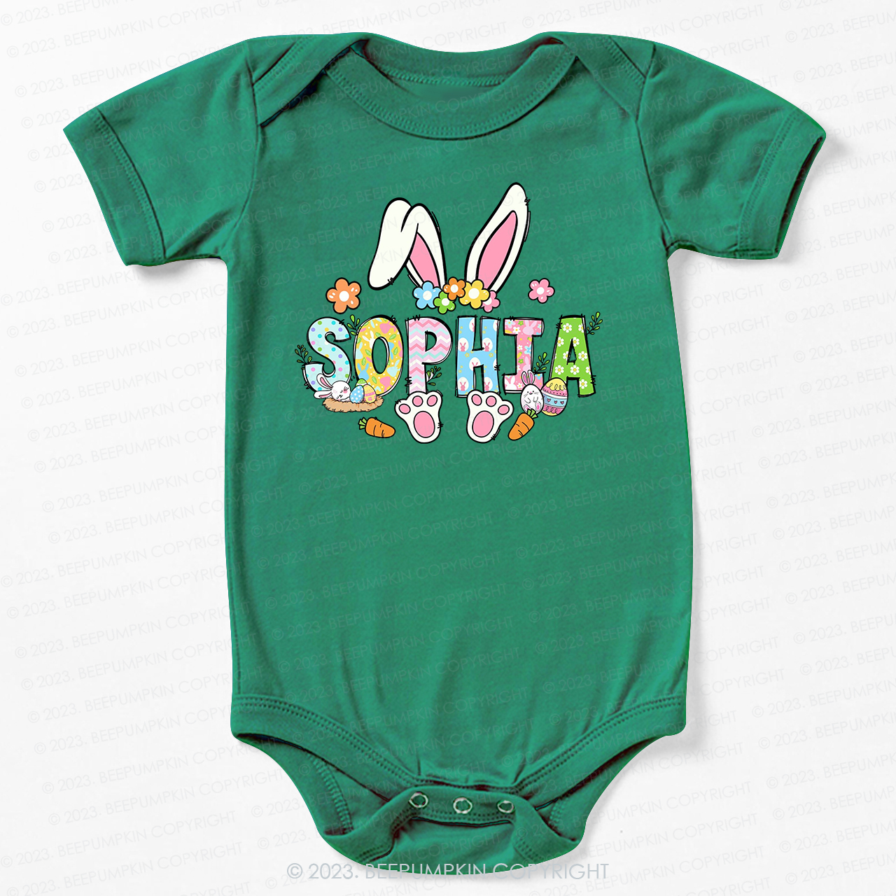 Flowers Personalized Name Easter Bodysuit For Baby