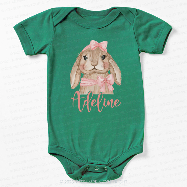 Easter Pink Bow Bunny Bodysuit For Baby
