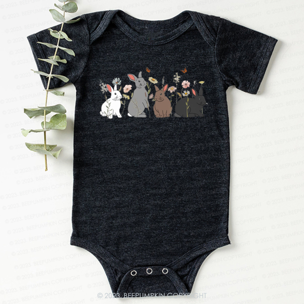 Floral Butterfly Bunny Easter Bodysuit For Baby
