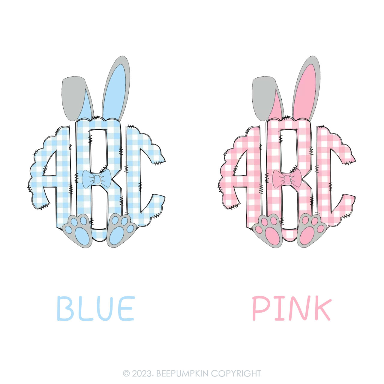 Pink Easter Bunny Ears Monogram Easter Toddler Tees
