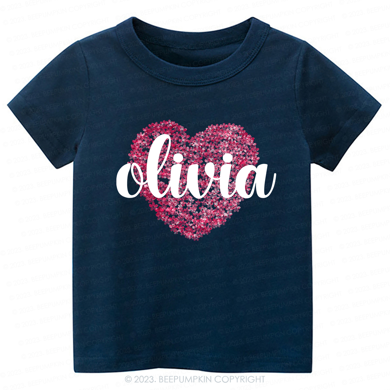 Personalized Floral Valentines Day Kids Tees