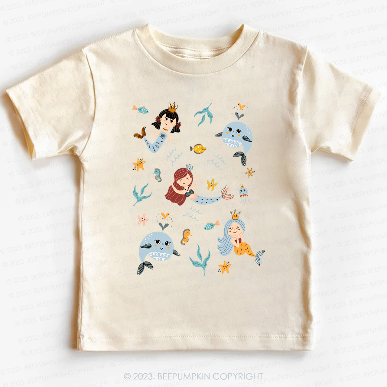 Cute Mermaid Girl Beach Kids Shirt