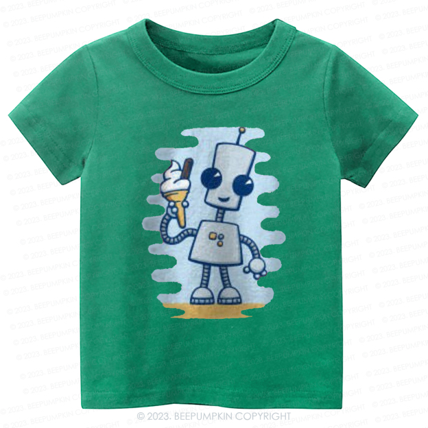 Ned's Ice Cream Cute Robot Kids Shirt