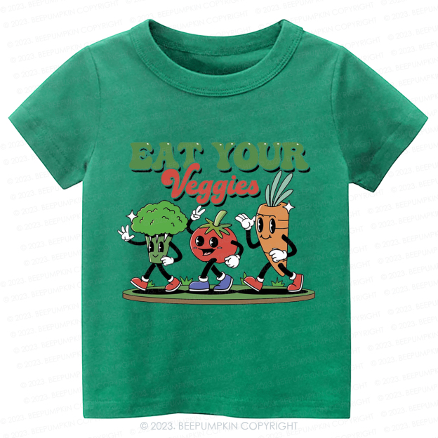Retro Boho Eat Your Veggies Kids Shirt