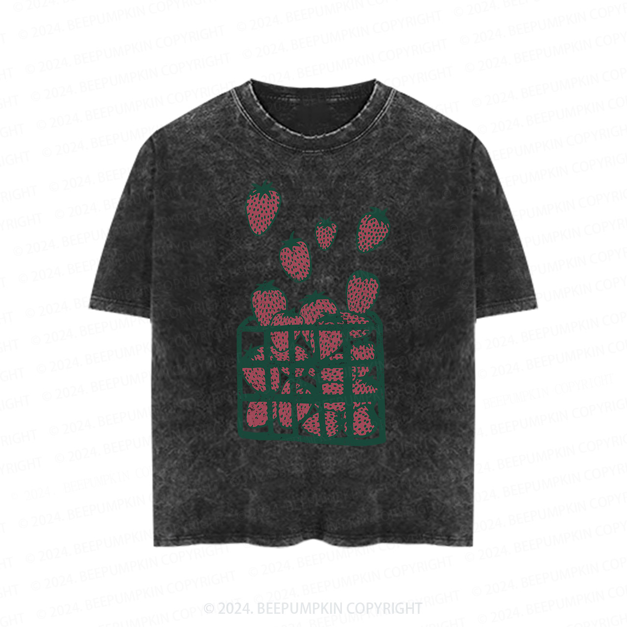 Strawberry Print Toddler&Kids Washed Tees