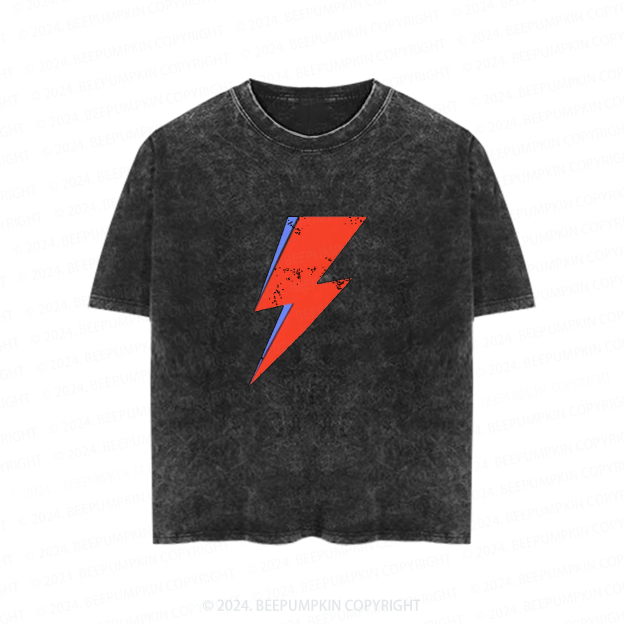 Red And Blue Lightning Toddler&Kids Washed Tees          
