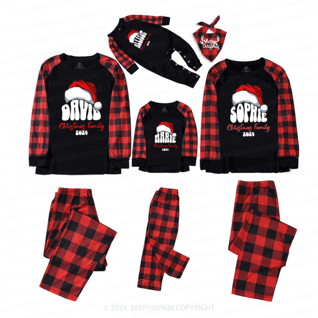 Personalized Red Hat And Name Family Matching Pajamas