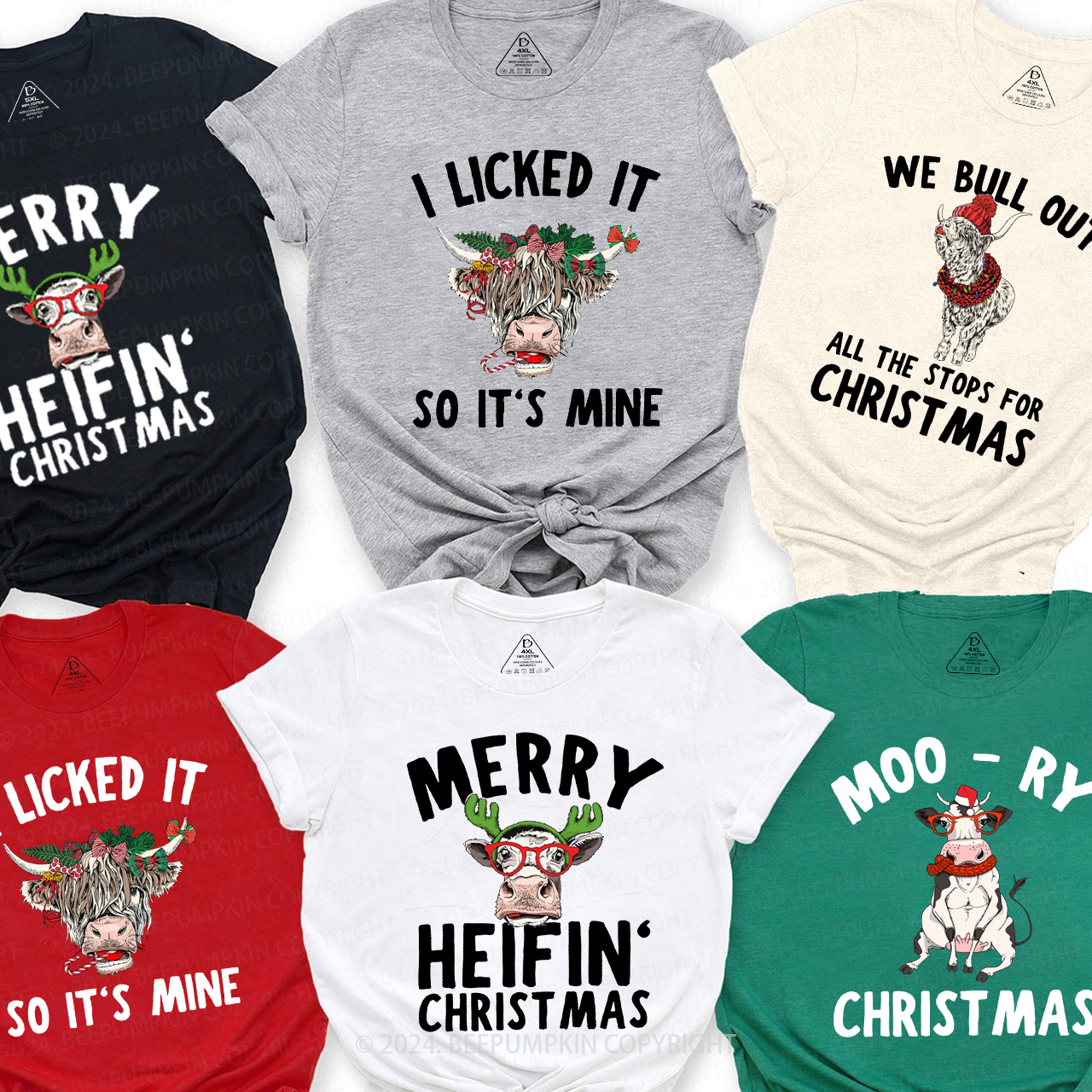 Cow Farm Christmas Group Family Matching T-Shirts Beepumpkin