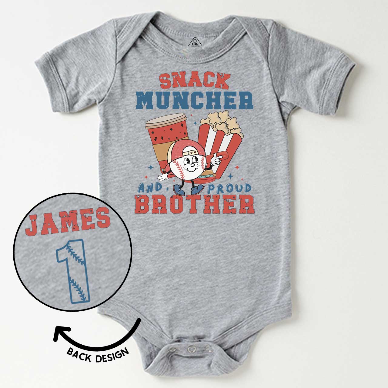 Personalized Snack Muncher Baseball Bodysuit Beepumpkin