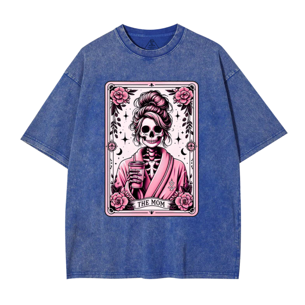 The Mom Funny Tarot Card Washed T-Shirts